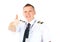 Airline pilot thumb up