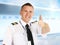 Airline pilot thumb up