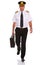 Airline pilot walking carrying flight case.