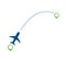 Airline Plane Flight Path with Map location green pointer icon