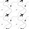 Airline routes with planes on white seamless