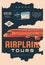 Airline services, airplane tours vector poster