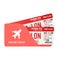 Airline tickets or boarding pass inside of special service envelope. Tickets icon. Vector illustration.