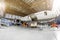 Airliner aircraft in a hangar to the service.