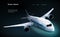 Airliner Aircraft Speed A flying airliner is a top view Illustration is executed in the form of particles, geometric art