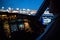 Airliner airplane flight cockpit during takeoff