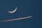 Airliner and Crescent Moon