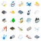 Airliner flight icons set, isometric style