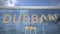 Airliner reflecting in the windows of airport terminal with DURBAN text. 3d rendering