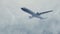 Airliner in a stormy sky with lightnings