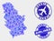 Airlines Collage Vector Serbia Map and Grunge Seals
