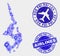 Airlines Composition Vector Koh Phi Leh Map and Grunge Stamps