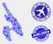 Airlines Mosaic Vector Koh Phi Don Map and Grunge Seals