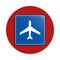 Airoport icon in badge style. One of road sings collection icon can be used for UI, UX
