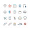 Airoport icons with line and colorful elements