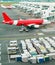 Airplains and freight containers in airport