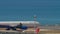 Airplane Aeroflot, sea background