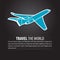 Airplane air fly sky blue travel background