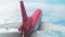 Airplane Airliner Sky Clouds Red Back 3D Rendering Animation