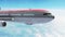 Airplane Airliner Sky Clouds Red Side 3D Rendering Animation