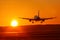 Airplane airport aviation sun sunset vacation holidays travel tr