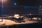 Airplane. Airport. Night. The plane is waiting for passengers to Board. Night flight