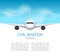 Airplane background. Commercial airliner travel concept. Plane in blue sky, civil aviation airliner design