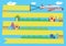 Airplane with Banner Flying Around Town Vector Cartoon Illustration