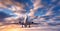 Airplane and beautiful sky with motion blur effect