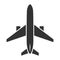 Airplane black icon, flight and transport symbol