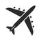 Airplane black icon, flying vehicle for sky travel, transportation