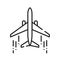 Airplane black line icon. Powered, fixed-wing aircraft. Propelled forward by thrust from a jet engine. Pictogram for web page,