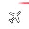 Airplane black outline icons. Thin line airplane icon.