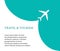 Airplane on blue background and empty place for advertising. The plane takes off. Vector illustration of travel. vector