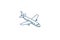 airplane, boeing plane, travel isometric icon. 3d line art technical drawing. Editable stroke vector