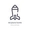 airplane bomb outline icon. isolated line vector illustration from army and war collection. editable thin stroke airplane bomb