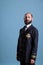 Airplane captain standing in professional uniform portrait