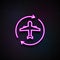 Airplane circle arrow icon. Element of logistics icons for mobile concept and web apps. Neon Airplane circle arrow icon can be use