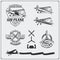 Airplane Club labels, emblems, badges and design elements. Vintage style.