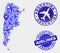 Airplane Collage Vector Argentina Map and Grunge Seals