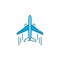 Airplane color line icon. Powered, fixed-wing aircraft.