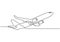 Airplane continuous one line drawing minimalism design vector illustration. Simplicity and simple linear hand drawn sketch lineart