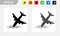 Airplane crashing vector icon eps black and colored