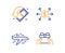 Airplane, Dollar exchange and Cashback icons set. Give present sign. Plane, Payment, Receive money. Vector