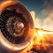 Airplane Engine on Fire in Sky