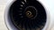 Airplane engine turbine close up