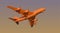 An airplane flies in the evening sky. Vector