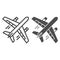 Airplane flight line and solid icon, airlines concept, plane in flight vector sign on white background, airplain flying