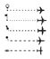 Airplane flight path vector brash set, airliner route with start point dashed line brushes and plane silhouettes