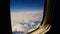 Airplane flight. View from the window of the plane. Airplane, Aircraft. Traveling by air. 4k. Airplane Window View Above